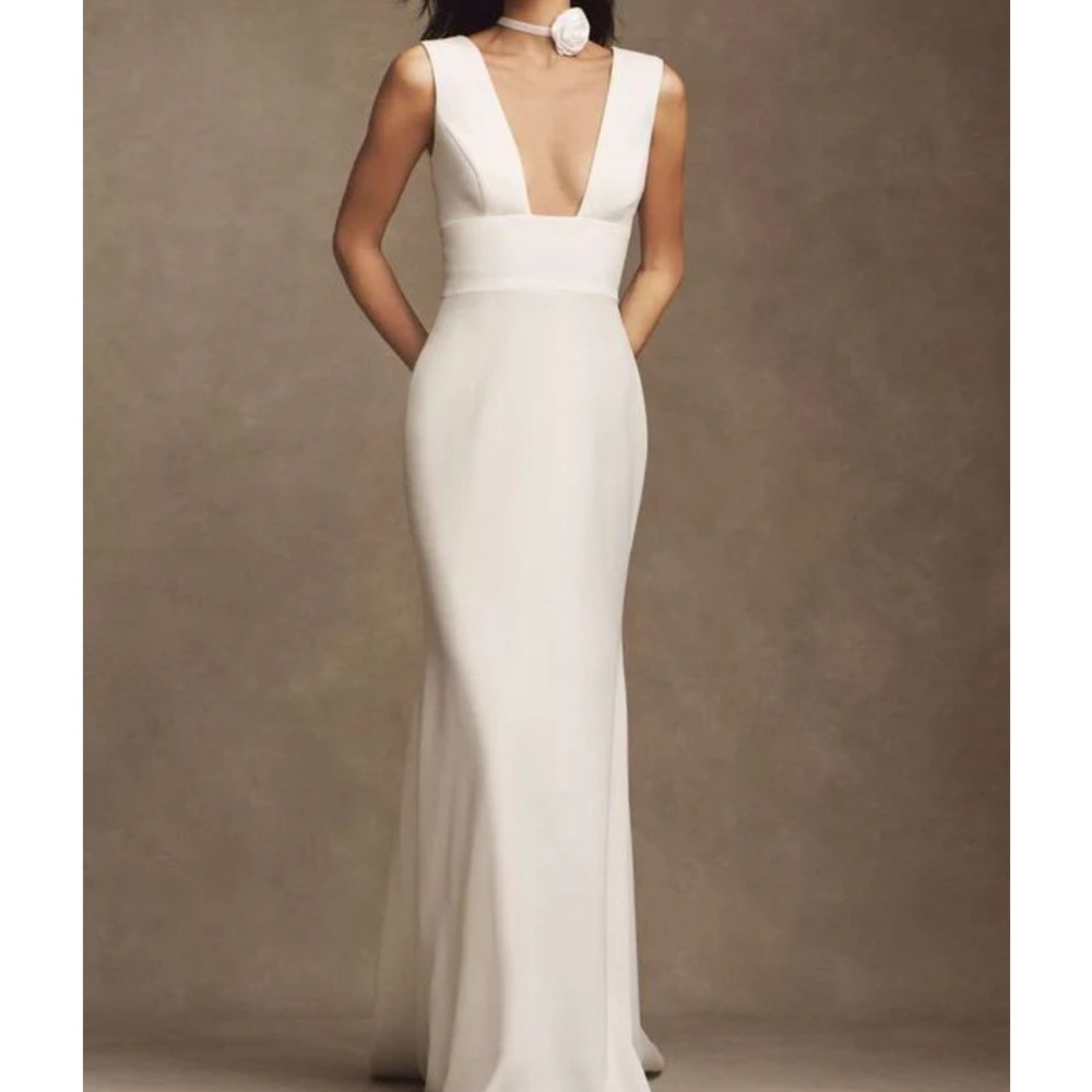 Wtoo by Watters Chloe Sleeveless Plunge Crepe Column Wedding Gown